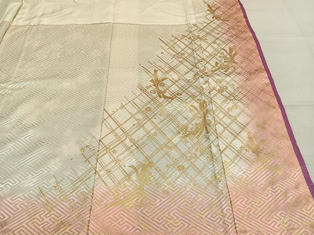 平和屋着物●ブライダルファッションデザイナー・桂由美　振袖　束ね熨斗花文　暈し染め　金銀彩　やまと誂製　正絹　逸品　AABM3725fy