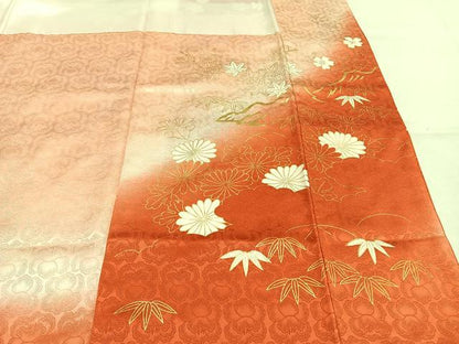 平和屋着物●豪華振袖　駒刺繍　松竹梅　風景花文　暈し染め　金彩　正絹　逸品　AABM3726fy