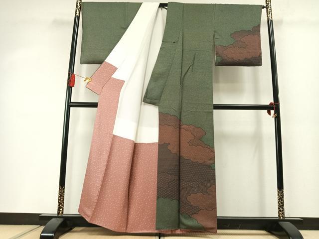 平和屋着物●訪問着　雲取り文　正絹　逸品　AABM3727fy