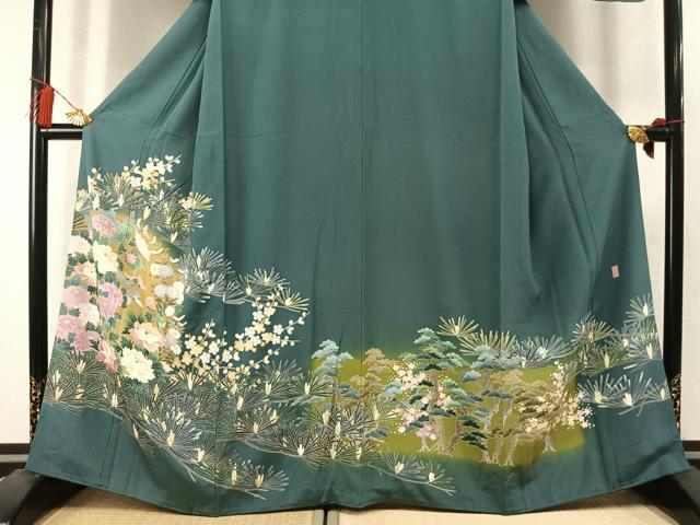 平和屋着物●十日町友禅作家　岡村蒼風　色留袖　枝梅松花文　暈し染め　正絹　逸品　未使用　AABM3728fy