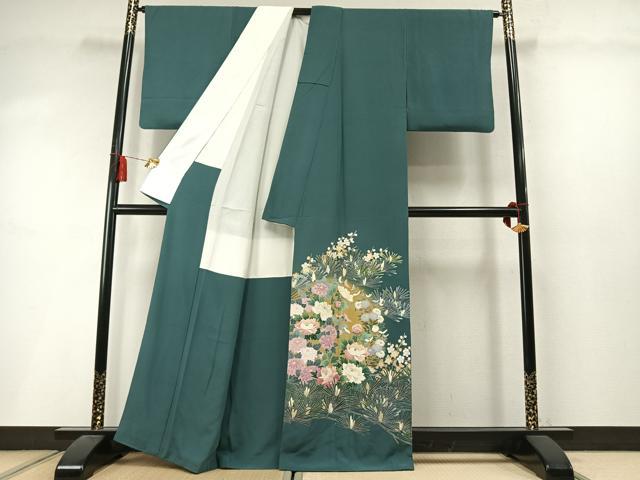 平和屋着物●十日町友禅作家　岡村蒼風　色留袖　枝梅松花文　暈し染め　正絹　逸品　未使用　AABM3728fy