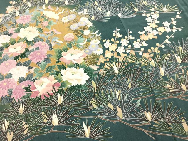 平和屋着物●十日町友禅作家　岡村蒼風　色留袖　枝梅松花文　暈し染め　正絹　逸品　未使用　AABM3728fy