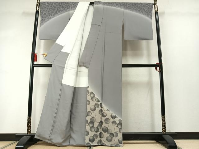 平和屋着物●訪問着　刺繍　雪輪文　暈し染め　金銀糸　正絹　逸品　AABM3729fy