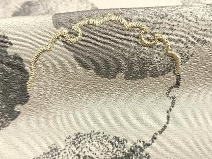 平和屋着物●訪問着　刺繍　雪輪文　暈し染め　金銀糸　正絹　逸品　AABM3729fy