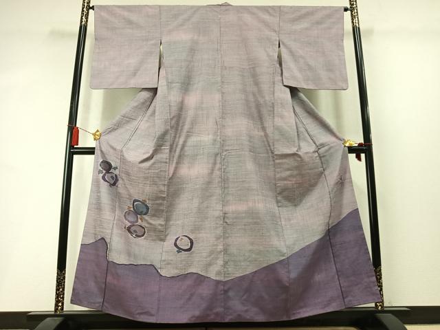 平和屋着物●西陣　宮階織物　宮繍苑　里葉　色留袖　紬地　万寿菊　正絹　逸品　AABM3730fy