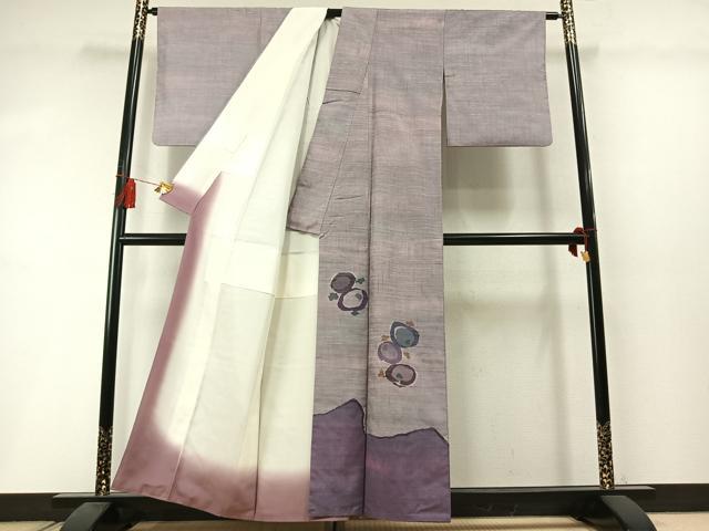 平和屋着物●西陣　宮階織物　宮繍苑　里葉　色留袖　紬地　万寿菊　正絹　逸品　AABM3730fy