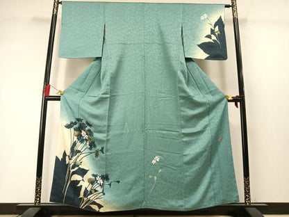 平和屋着物●京の匠日展作家　丹下雄介　訪問着　草花文　シルエット　暈し染め　金彩　やまと誂製　正絹　逸品　AABM3739fy