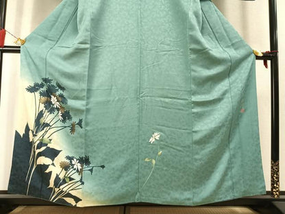 平和屋着物●京の匠日展作家　丹下雄介　訪問着　草花文　シルエット　暈し染め　金彩　やまと誂製　正絹　逸品　AABM3739fy