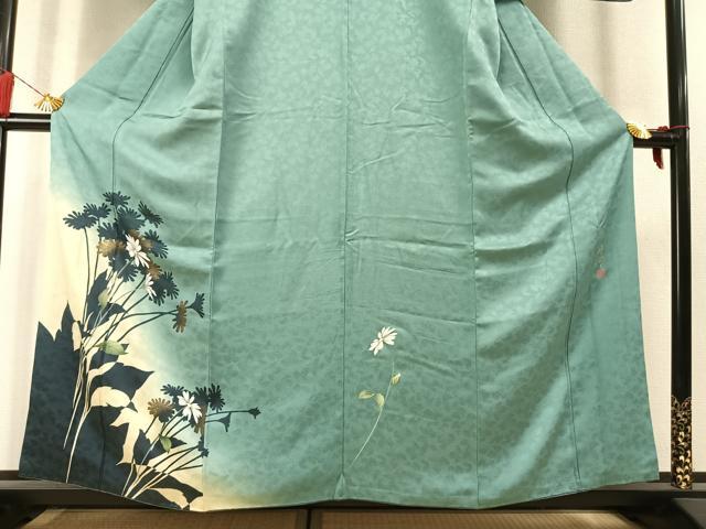 平和屋着物●京の匠日展作家　丹下雄介　訪問着　草花文　シルエット　暈し染め　金彩　やまと誂製　正絹　逸品　AABM3739fy