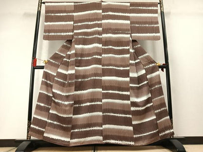 平和屋着物●上質な小紋　横段文　正絹　逸品　AABM3741fy