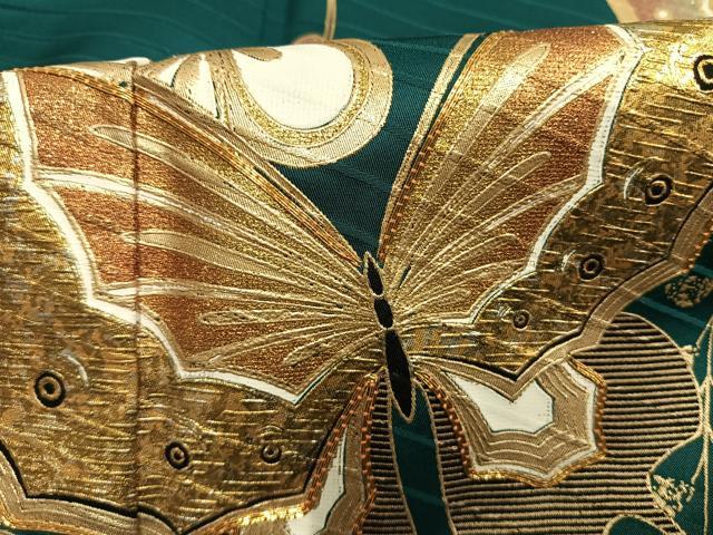 平和屋着物●豪華振袖　駒刺繍　舞蝶枝梅文　暈し染め　金銀彩　正絹　逸品　AABM3743fy