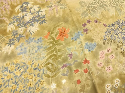 平和屋着物●訪問着　手描き　草花文　暈し染め　正絹　逸品　AABM3746fy
