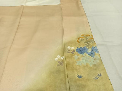 平和屋着物●訪問着　手描き　草花文　暈し染め　正絹　逸品　AABM3746fy