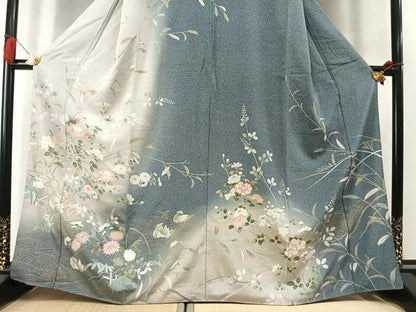 平和屋着物●訪問着　友禅　鴛鴦花文　暈し染め　正絹　逸品　AABM3747fy