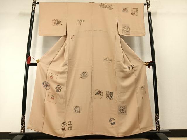 平和屋着物●訪問着　作家物　手描き　人物花文　正絹　逸品　未使用　AABM3748fy