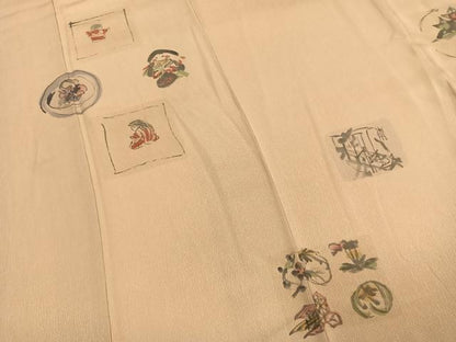 平和屋着物●訪問着　作家物　手描き　人物花文　正絹　逸品　未使用　AABM3748fy