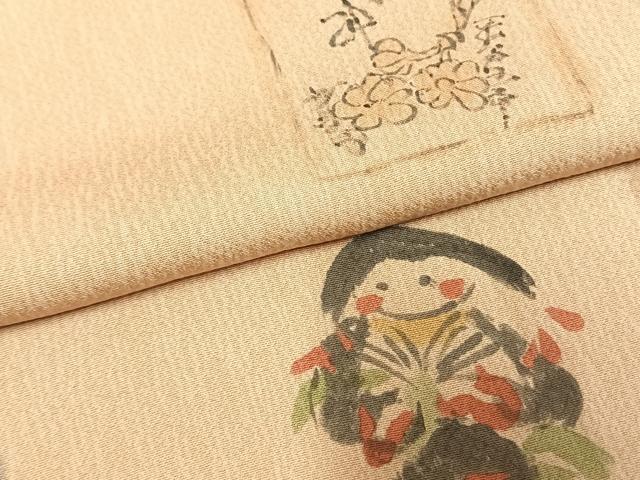 平和屋着物●訪問着　作家物　手描き　人物花文　正絹　逸品　未使用　AABM3748fy