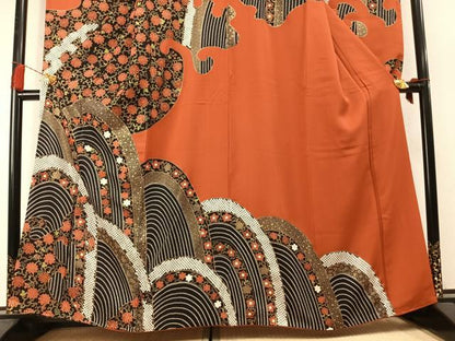 平和屋着物●豪華振袖　刺繍　花唐草文　金彩　正絹　逸品　AABM3749fy