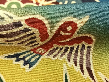 平和屋着物●豪華振袖　型染め　松竹梅　花鳥文　暈し染め　正絹　逸品　AABM3753fy