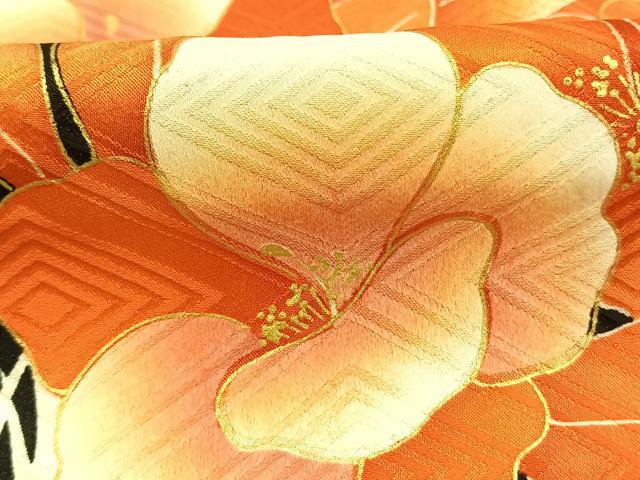平和屋着物●豪華振袖　草花文　金彩　正絹　逸品　AABM3754fy