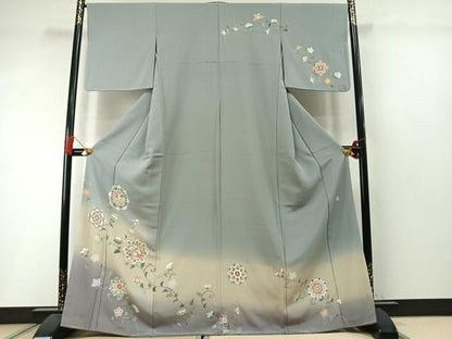 平和屋着物●訪問着　作家物　吉祥花鳥文　暈し染め　金彩　正絹　逸品　AABM3755fy