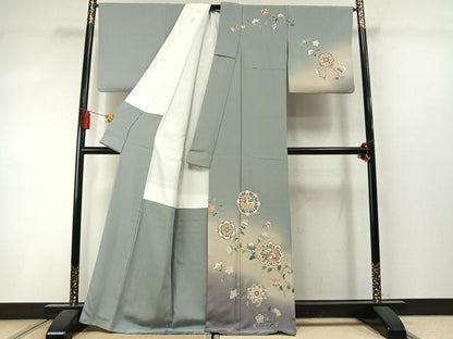 平和屋着物●訪問着　作家物　吉祥花鳥文　暈し染め　金彩　正絹　逸品　AABM3755fy