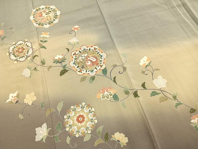 平和屋着物●訪問着　作家物　吉祥花鳥文　暈し染め　金彩　正絹　逸品　AABM3755fy