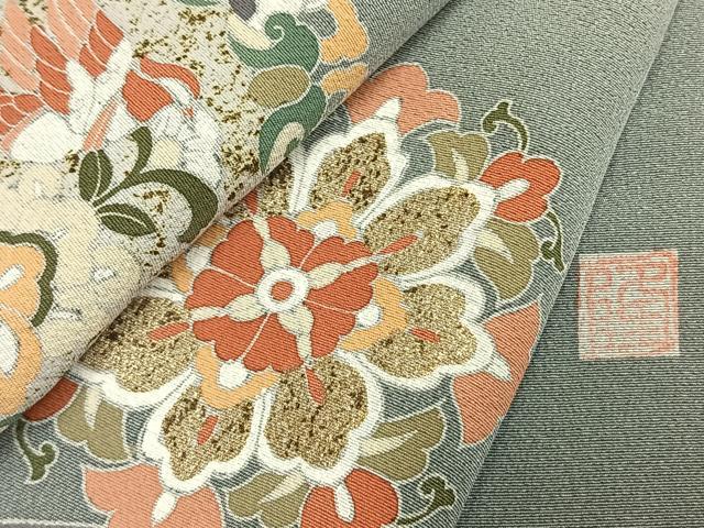 平和屋着物●訪問着　作家物　吉祥花鳥文　暈し染め　金彩　正絹　逸品　AABM3755fy