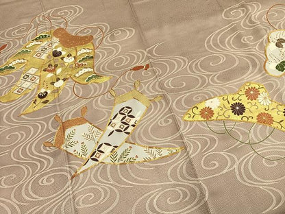 平和屋着物●豪華色留袖　駒刺繍　宝尽くし流水花文　金彩　正絹　逸品　AABM3756fy