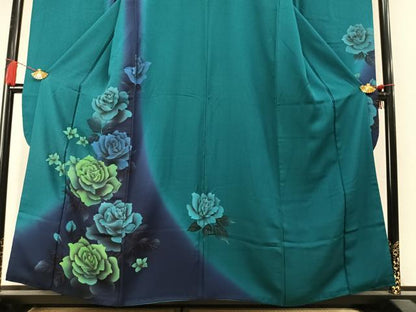 平和屋着物●豪華振袖　薔薇　暈し染め　正絹　逸品　AABM3761fy