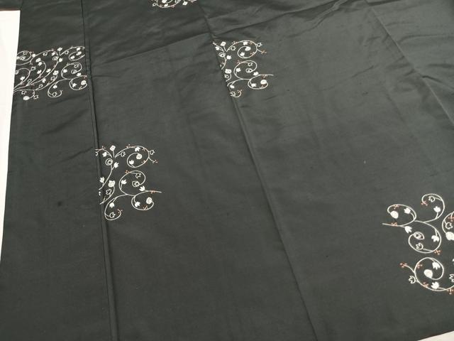 平和屋着物●上質な紬　総刺繍　花唐草文　正絹　逸品　AABM3764fy