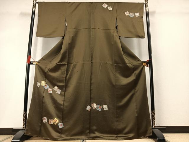 平和屋着物●訪問着　刺繍　色紙花文　金彩　正絹　逸品　AABM3769fy