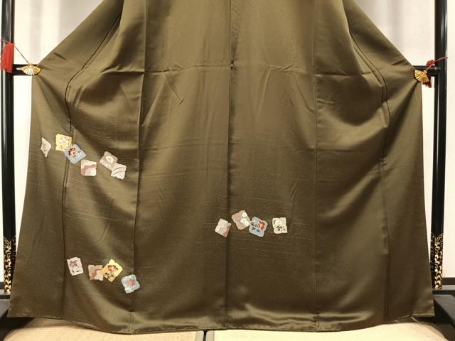 平和屋着物●訪問着　刺繍　色紙花文　金彩　正絹　逸品　AABM3769fy