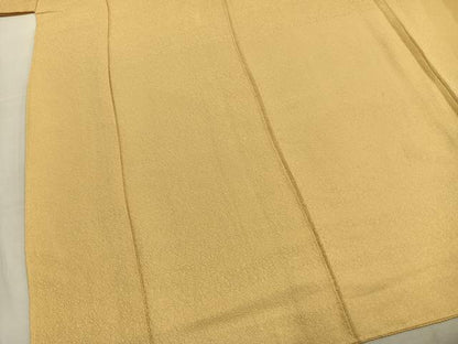 平和屋着物●上質な色無地　霞地紋　卵色　正絹　逸品　未使用　AABM3776fy
