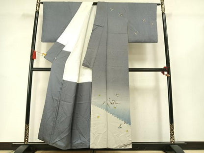 平和屋着物●友禅作家　山口倫由　訪問着　雀　銀杏　暈し染め　さが美扱い　正絹　逸品　AABM3778fy