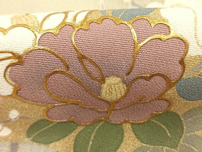 平和屋着物●訪問着　扇面花文　暈し染め　金彩　正絹　逸品　未使用　AABM3779fy