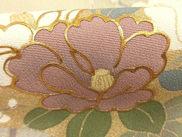 平和屋着物●訪問着　扇面花文　暈し染め　金彩　正絹　逸品　未使用　AABM3779fy