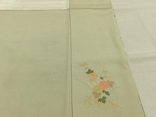 平和屋着物●訪問着　扇面花文　暈し染め　金彩　正絹　逸品　未使用　AABM3779fy