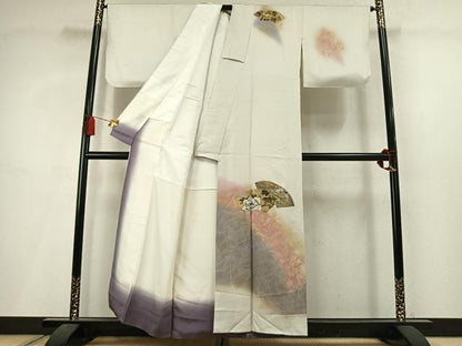 平和屋着物●訪問着　地紙花文　暈し染め　金彩　正絹　逸品　AABM3789fy
