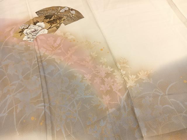 平和屋着物●訪問着　地紙花文　暈し染め　金彩　正絹　逸品　AABM3789fy