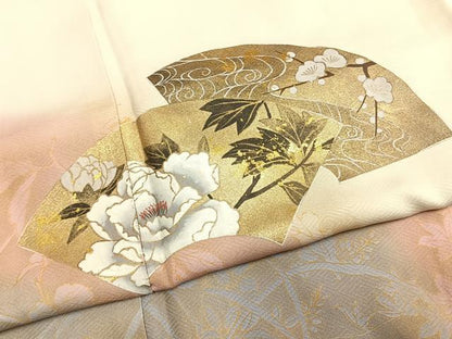 平和屋着物●訪問着　地紙花文　暈し染め　金彩　正絹　逸品　AABM3789fy