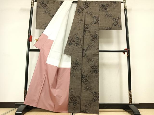 平和屋着物●本場大島紬　9マルキ　枝花文　正絹　逸品　AABM3794fy