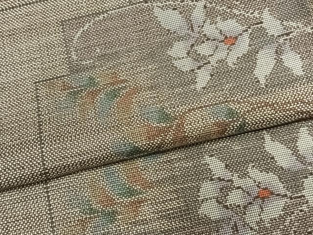 平和屋着物●本場大島紬　9マルキ　色紙花唐草文　正絹　逸品　AABM3795fy