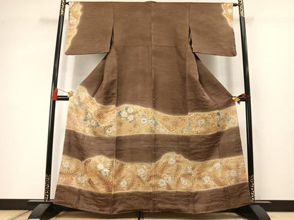 平和屋着物●訪問着　絞り　辻が花　暈し染め　金通し地　正絹　逸品　AABM3800fy
