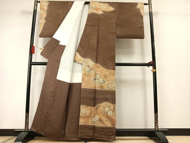 平和屋着物●訪問着　絞り　辻が花　暈し染め　金通し地　正絹　逸品　AABM3800fy
