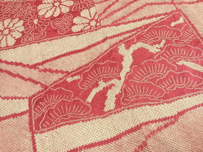 平和屋着物●豪華振袖　総絞り　切嵌枝松花文　三越扱い　正絹　逸品　AABM3801fy