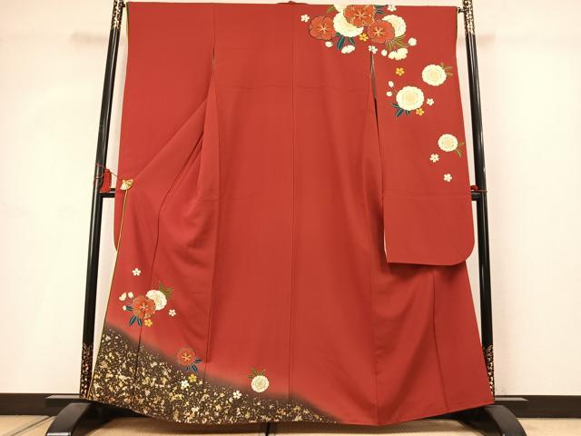 平和屋着物●豪華振袖　駒刺繍　草花文　暈し染め　金彩　正絹　逸品　AABM3802fy