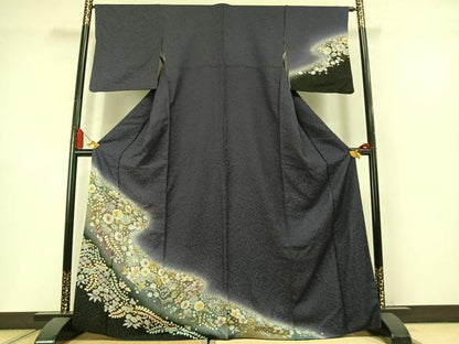 平和屋着物●訪問着　辻が花　暈し染め　銀通し地　正絹　逸品　AABM3806fy