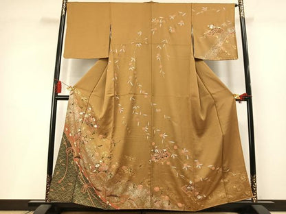 平和屋着物●訪問着　扇面花文　金彩　正絹　逸品　AABM3810fy
