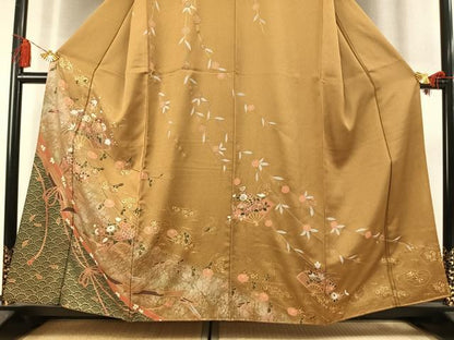 平和屋着物●訪問着　扇面花文　金彩　正絹　逸品　AABM3810fy
